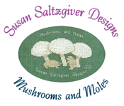 Logo - Susan Saltzgiver Designs, Mushrooms and Moles